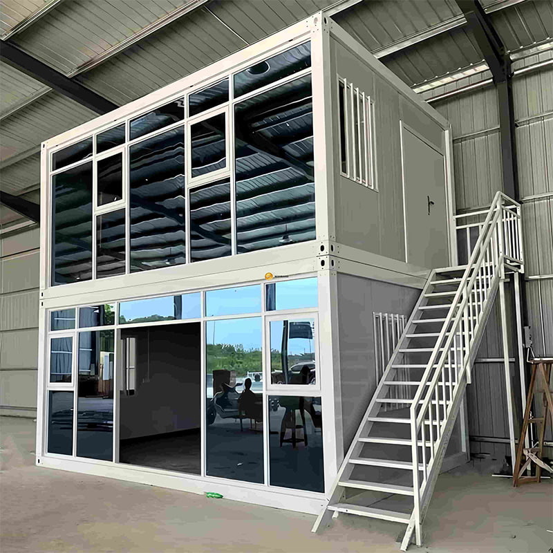 Movable flat-packed container house for living